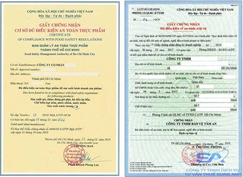 chi phí thay đổi giấy phép kinh doanh