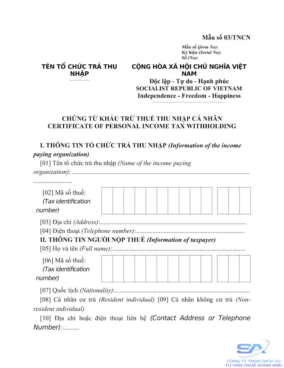 tra cứu chứng từ khấu trừ thuế tncn