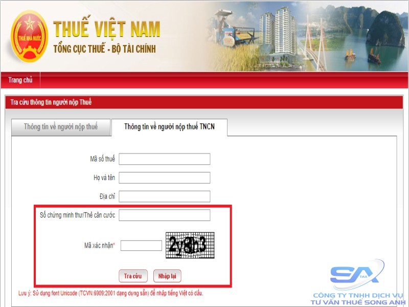 tìm mã số thuế cá nhân bằng số CMND
